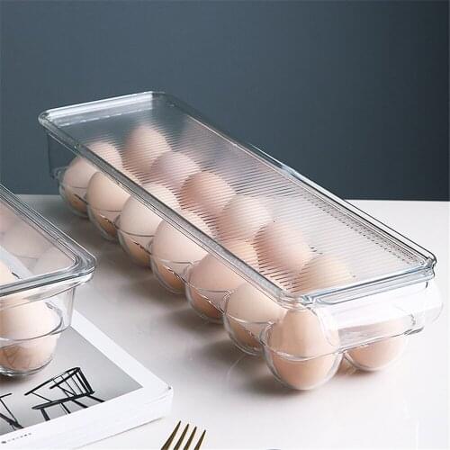 12/14/21Grids Egg Storage Box refrigerator Freshness Egg Box for Kitchen Eggs holder Stackable for freezer storage organizers