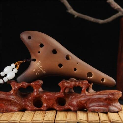 12-Hole Smoked Soldering Grain Ocarina Soprano C Tone Ocarina Beginner Teaching Ocarina 12-Hole Sound Quality Ocarina with Bag