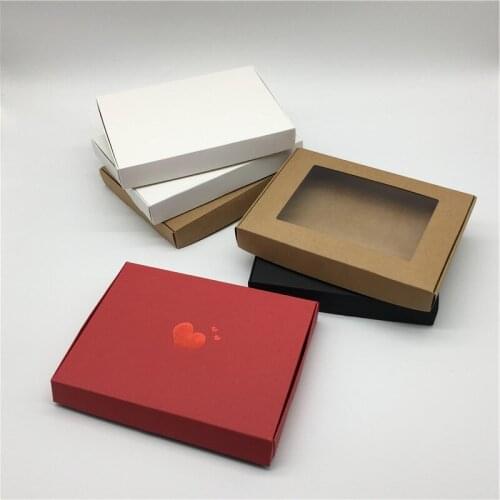 12Pcs 20x15x2.5cm Bronzing Red Heart Packaging Paper Box Handmade Soap Gift Boxes Craft Cardboard Storage