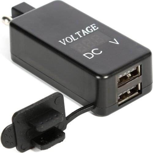 4.2 Amp Waterproof Motorcycle SAE to Dual USB Charger Kit Digital Display USB Charger Socket for Car Boat Motorcycle