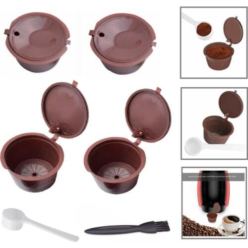 4Pcs Reusable Nespresso Coffee Capsule With Spoon Brush Nespresso Capsule Filters Cup Storage Capsule Holder Kitchen Accessories