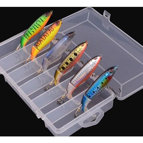 6pcs with Box Whopper Plopper 100mm 13g Floating Popper Fishing Lure Artificial Hard Bait Wobbler Rotating Tail Fishing Tackle