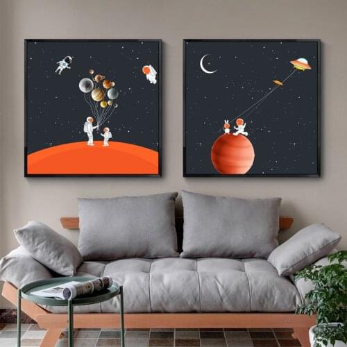 Astronaut Space Balloon Canvas Painting Abstract Starry Fantasy Wall Art Posters and Prints Nordic Child Kids Bedroom Home Decor