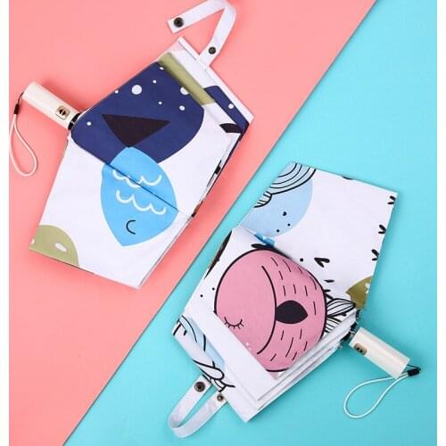 Anti-UV Sliver Coating Automatic Floding Mini Rain Umbrella Fashion Cute Cartoon Printing Ladies Parasol