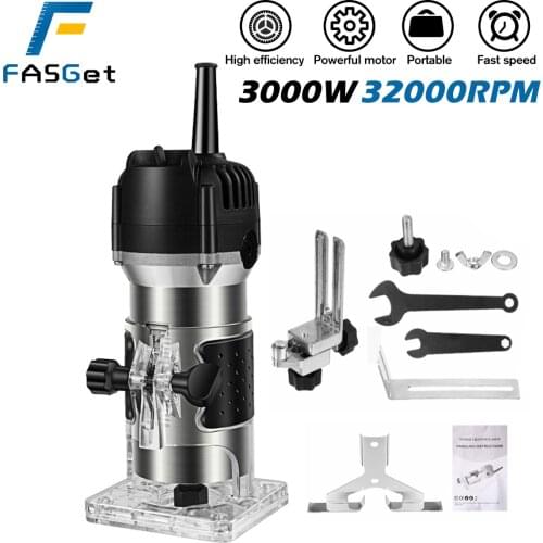 1000W 32000r Wood Router Tool Combo Kit Electric Woodworking Machines Power Carpentry Manual Trimmer Tools With Milling Cutter