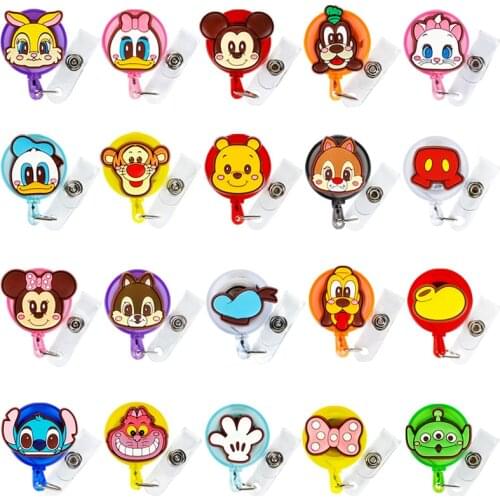 Disney Retractable Badge Holder Cartoon ID Name Card Lanyard Key Chain Nurse Chest Card Holder Creative Mobile Phone Lanyard