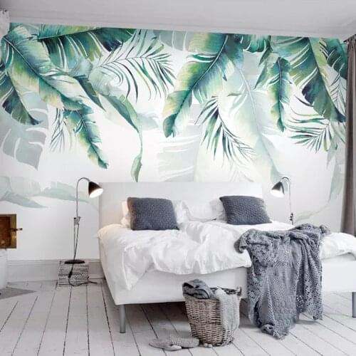 Drop Shipping Custom Photo Mural Wallpaper Retro Tropical Rain Forest Palm Banana Leaves Wall Painting Sofa 3D Wall Paper