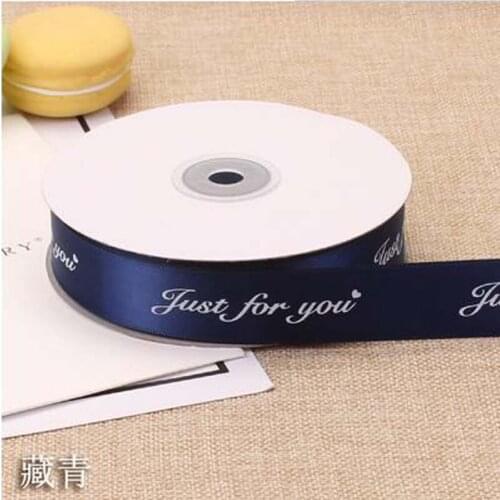 10mm Army Blue Just For You Printed Polyester Ribbon for Wedding Christmas Party Decorations Bow Craft Ribbons Gifts Wrapping