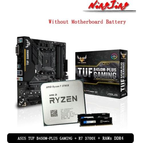 AMD Ryzen 7 3700X R7 3700X CPU+Asus TUF B450M PRO GAMING Motherboard + Pumeitou DDR4 2666MHz RAMs Suit Socket AM4 Without cooler