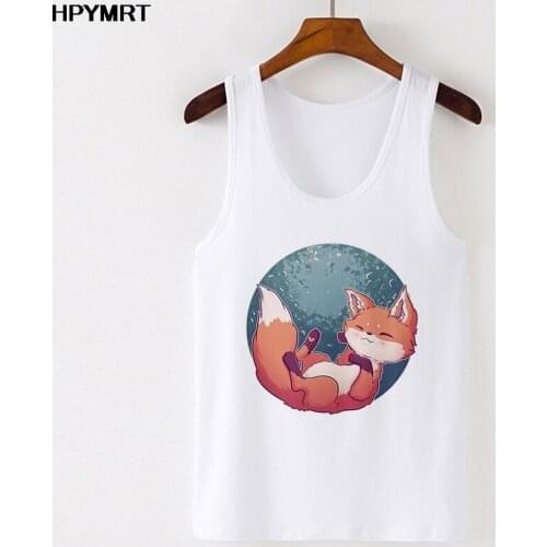 Sexy Summer kawaii Fox Printed Tank Tops Women Top Harajuku Vest Female Tshirts fashion Casual Cute graphics sleeveless Clothing