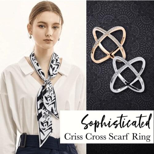 Multifunctional Scarf Buckle Ring Alloy Crystal Women High-grade Cross Hollow Scarves Buckle Fashion Scarf Ring Holder F