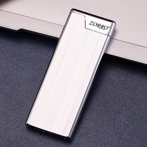 Refillable Ultra-thin Inflatable Light and Thin Wire Drawing Grinding Wheel Open Flame Gas Lighter Smoking Accessories for Weed