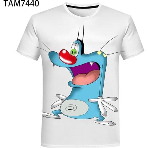 Oggy And The Cockroaches Fashion Cartoon New Mens Womens Children 3D Print Digital Printing T-shirt Short Sleeve Hot Tee