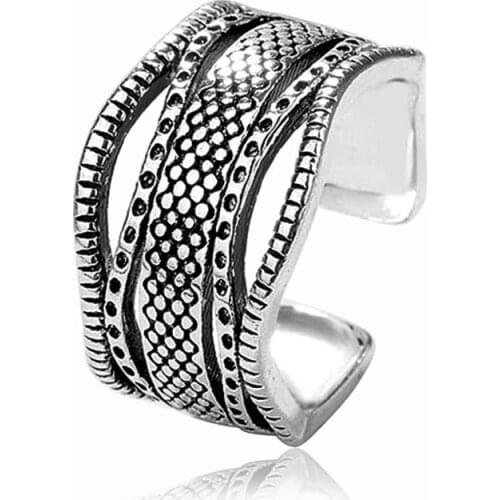 XIYANIKE 925 Sterling Silver Fashion Ethnic Personality Wave shape Couple Joints Ring Women Man Vintage Korean Style Hot Sale