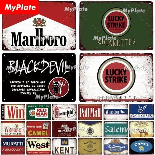 [MyPlate] Vintage Tobacco Somke Metal Sign Plate Shop Tin Sign Wall Decor For Bar Home Plaque Decoration Man Cave Wall Poster