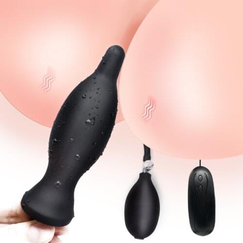 10 Speeds Inflatable Anal Plug Vibrator Huge Big Silicone Dildo Pump Butt Anal Dilator Expandable Prostate Massager Ball Sex Toy
