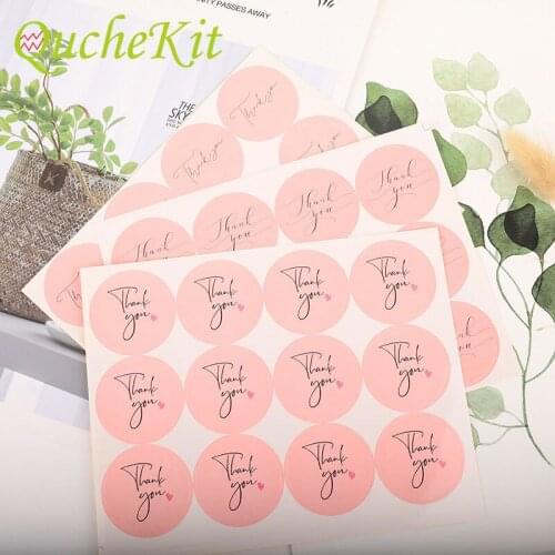 120pcs Pink Thank You Sticker Envelope Seal Scrapbook Business Label Stickers DIY Handmade Baking Gift Packaging Seal Labels