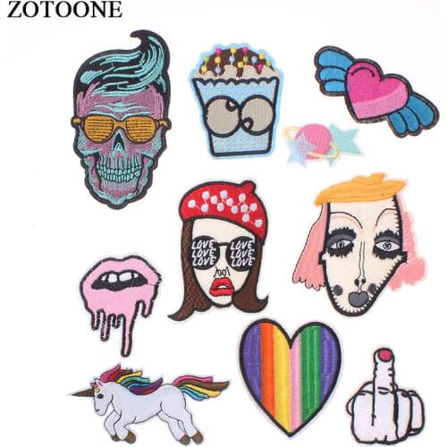 ZOTOONE Boy Girl Fries Patch for Clothing Iron on Eyes Sull Rock Letter Sew Beaded Applique Patch Shoes Bag Apparel Accessories