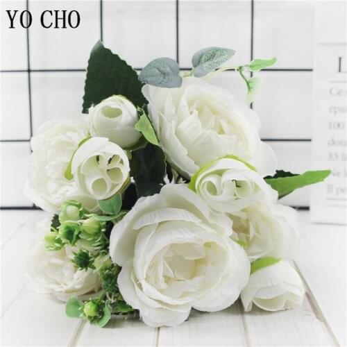 Small Bride Bouquets Bridesmaid Wedding Bouquet Silk Roses Artificial Flowers DIY Bride Wedding Home Decoration Fake Flowers