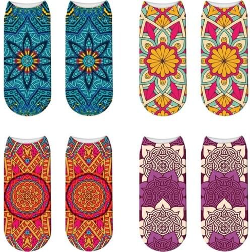 New Womans 3D Printing Socks Funny Spring Summer And Autumn Mandala Short Socks Girls Cotton Kawaii Cartoons Ankle Socks