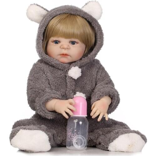 Adorable NPK 57CM Reborn Doll Handmade Full Silicone Bebe Reborn Boy Doll Boneca In Cute Clothes male body fake baby dolls