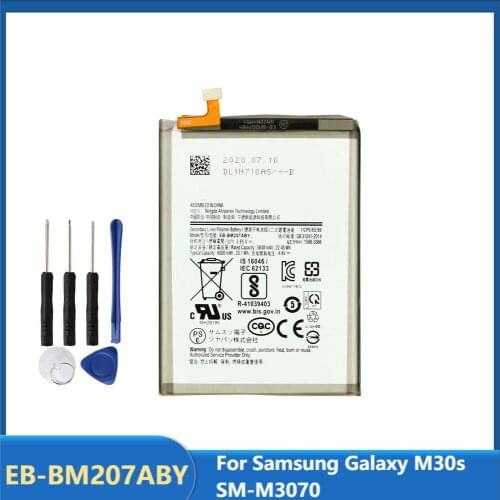 Original Replacement Phone Battery EB-BM207ABY For Samsung Galaxy M30s SM-M3070 Rechargable Batteries 6000mAh With Free Tools