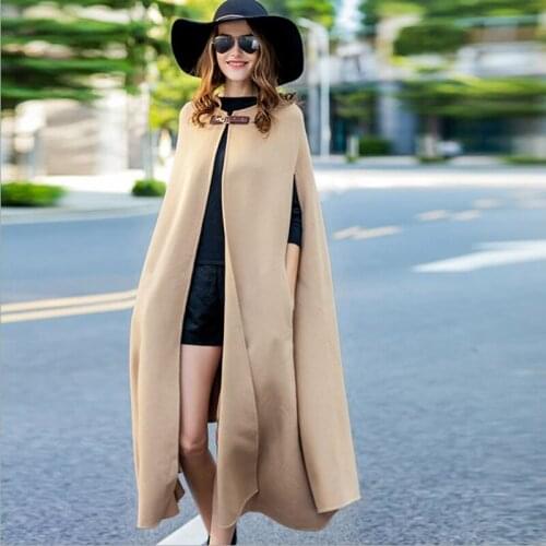 Autumn Winter long Women Woolen Coat Female Mid-Long New Korean Cloak Shawl Womens Popular Outerwear Plus size Fashion Overcoat
