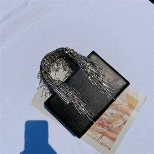 Popular Real Leather Cross BodyBag Rhinestone Genuine Leather Bling Diamond Handbags Woman Fashion Ladies Party Evening Purse