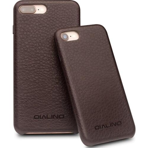 QIALINO Genuine Leather Luxury Brown Back Case for iPhone 8 Ultra Slim Fashion Phone Cover for iPhone 8 plus for 4.7/5.5 inch