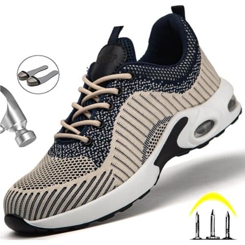 Work Safety Boots For Men Sneaker Steel Toe Work Shoes Anti-Puncture Safety Shoes Men Light Work Indestructible Sneakers Male