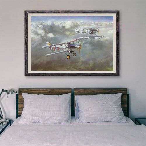 T103 War Plane Flight Operations Retro Classic Painting 9 Warm color Custom Silk Poster Home Deco Wall Art Christmas Gift