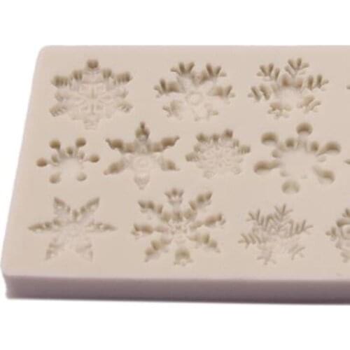 Teste padrão do floco de neve do natal molde de silicone bolo de chocolate molde de cozimento antiaderente e resistente ao calor