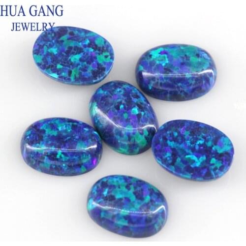 OP14 Opal Loose Stones Oval Shape Flat Back Cabochon Created Opal Beads Semi-Precious Stones For Jewelry Making 3x5mm-10x14mmmm