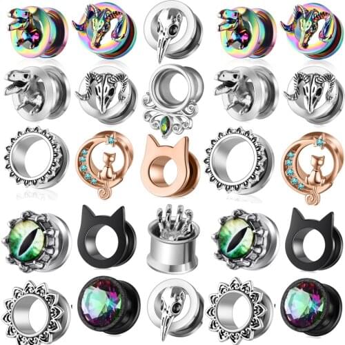 2PC 6-16mm Ear Tunnels Plugs 316L Stainless Steel Piercing Jewelry Ear Gauges Ear Stretchers Expandar Plugs and Tunnels