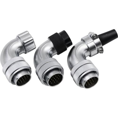 WS24 TS TC Metal Shell 90 Degree Bending Right Angle IP67 Waterproof Connector Aviation Male Plug 2 3 4 9 Pin 10Pin 12Pin 19Pin