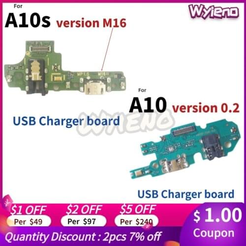 Wyieno For Samsung A10S A10 Charger Port Board USB Charging Connector Flex Cable Microphone Mic Plug Parts + Tracking