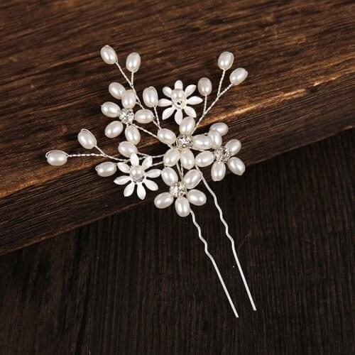 Pearl Flower Hairpin Hair Jewelry Women Wedding Accessories Bride Hair Pins Decoration Elegant Ladies Head Jewelry