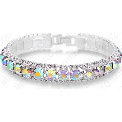 Stylish Cubic Zirconia Shining Bracelets Attractive 925 Sterling Silver Rainbow CrystalFor Women Shiny Wedding Jewelry