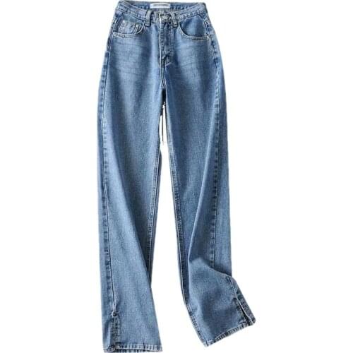 Womens Pants Straight Leg Jeans Women High Waist Slim Loose Autumn Winter Pants Casual Split Washed Mom Fashion Trousers