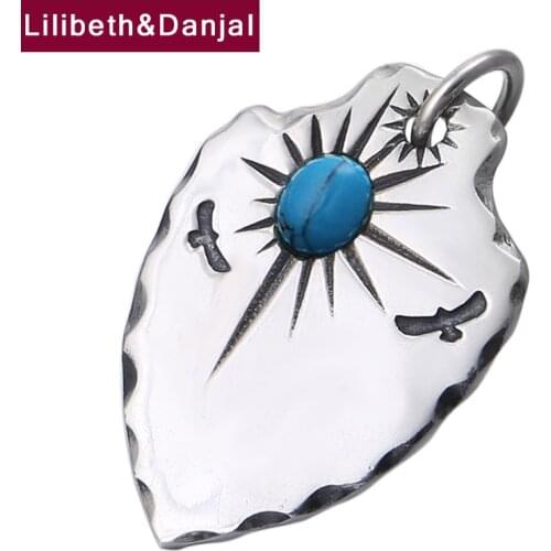 Flying Eagle Real 925 Sterling Silver Necklace Pendant Inlaid Blue Turquoise Jewelry Accessories Women Men 2021 Free Shipping P1