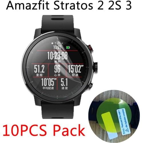 10PCS/LOT For Xiaomi huami amazfit stratos 2 2S 3 screen protector smart watch HD TPU Screen Film dustproof protective watch