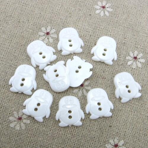 100PCS White Penguin Button Fits Animal Dyed Plastic Buttons Coat Boots Sewing Clothes Accessory P-214x