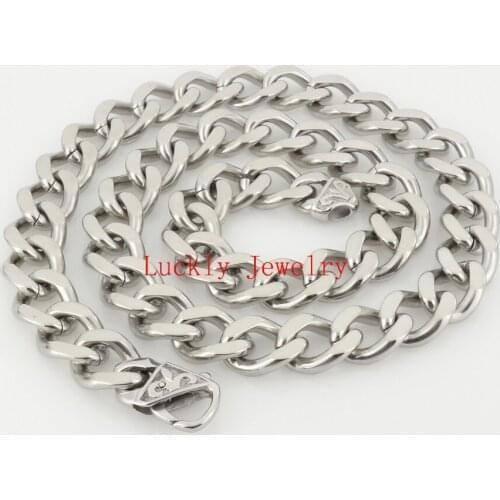 15mm 24 inches 316L Stainless Steel Huge Curban Curb Chain Link Necklaces Heavy Cool Mens Jewelry