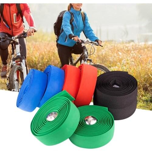 2Pcs Road MTB Bike Handlebar Anti-skid Tape Cycling Damping Straps with 2 Plugs Bike Handlebar Anti-skid Tape Cycling Damping