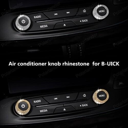 2 Pcs/set New Car Styling rhinestone decorative Air Conditioning Knobs Decorative Circle Trim zinc For B-uick E-nvision