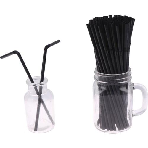 210mm Drinking Straws Black White Long Flexible Wedding Party Supplies Plastic Drinking Straws Kitchen Accessories 100Pcs