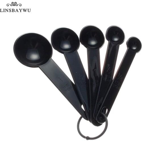 5pcs/set Measuring Spoons Black White Purple Plastic Measure Spoon Useful Sugar Cake Baking Spoon Kitchen Baking Measuring Tools