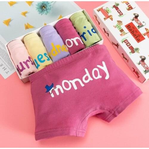 5 pcs/lot Breathable Cotton Kids Underwears Teenage Panties Girls Boxer Briefs Kids Shorts Pants