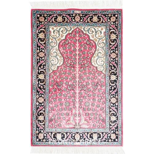 Yilong 2'x3' Hand Knotted Persian Carpet Tree of Life Silk Rug (HF130B)