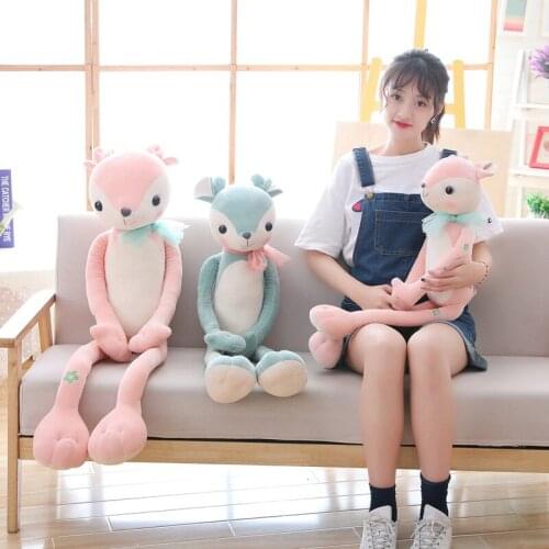 80-120cm Cute Long Deer Plush Toy Soft Cartoon Animal Giraffe Stuffed Doll House Decoration Toys Kids Girlfriends Birthday Gifts